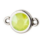 Connector silver antique 10mm with Crystal stone in Crystal Lime 7mm 999° antique silver plated