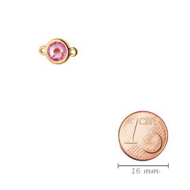 Bedel goud 10mm met kristallen steen in Crystal Lotus Pink DeLite 7mm 24K verguld