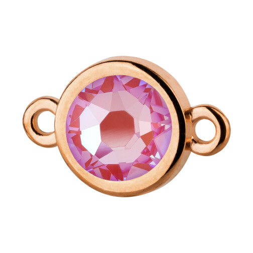 Bedel roségoud 10mm met kristallen steen in Crystal Lotus Pink DeLite 7mm 24K roségoud verguld