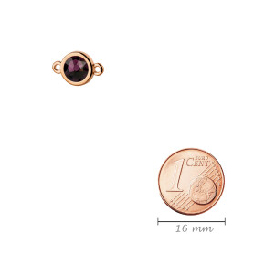 Bedel roségoud 10mm met kristallen steen in Amethyst 7mm 24K roségoud verguld