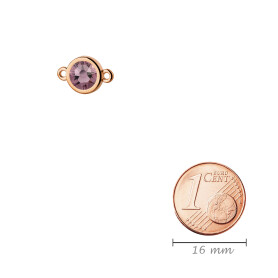 Connecteur or rose 10mm avec un pierre de cristal Light Amethyst 7mm 24K plaqué or rose
