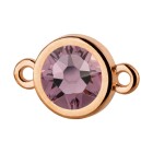 Conector oro rosa 10mm con piedra de cristal en Light Amethyst 7mm 24K chapado oro rosa