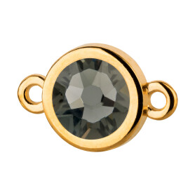 Connector gold 10mm with Crystal stone in Black Diamond...