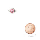 Bedel antiek zilver 10mm met kristallen steen in Light Rose 7mm 999° antiek verzilverd