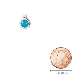 Pendentif argent antique 10mm avec un pierre de cristal Crystal Azure Blue 7mm 999° argenté
