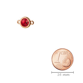 Conector oro rosa 10mm con piedra de cristal en Light Siam 7mm 24K chapado oro rosa