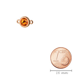 Connecteur or rose 10mm avec un pierre de cristal Tangerine 7mm 24K plaqué or rose