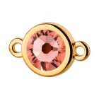 Connettore oro 10mm con pietra cristallo Rose Peach 7mm 24K placcato oro