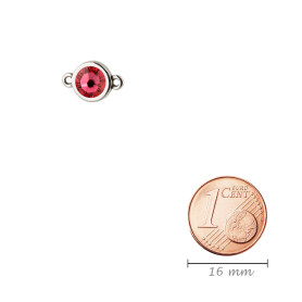 Connecteur argent antique 10mm avec un pierre de cristal Indian Pink 7mm 999° argenté