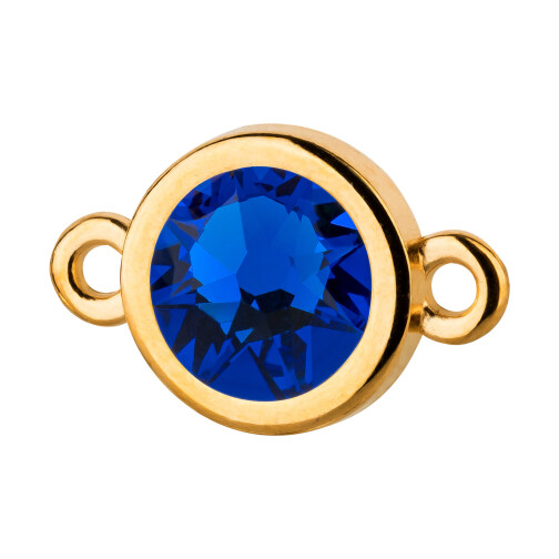 Conector oro 10mm con piedra de cristal en Majestic Blue 7mm 24K chapado oro