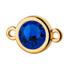 Conector oro 10mm con piedra de cristal en Majestic Blue 7mm 24K chapado oro