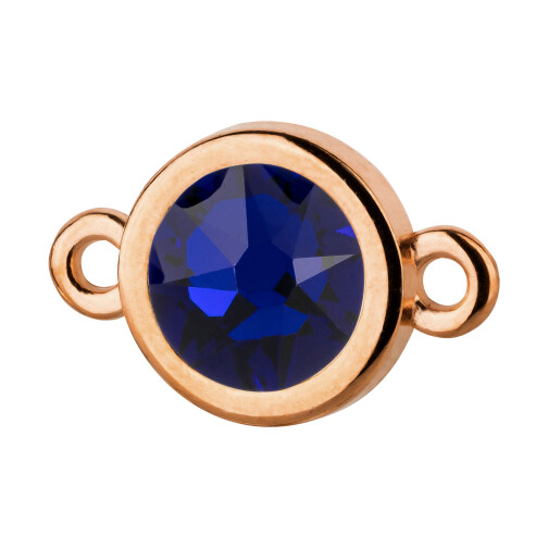 Connector rose gold 10mm with Crystal stone in Cobalt 7mm 24K rose gold plated