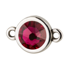 Connector silver antique 10mm with Crystal stone in Ruby...