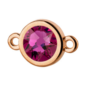 Connector rose gold 10mm with Crystal stone in Fuchsia...