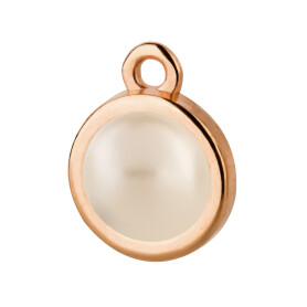 Pendant rose gold 10mm with Cabochon in Crystal Creampearl 7mm 24K rose gold plated