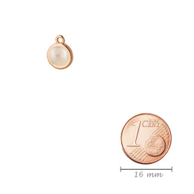 Pendant rose gold 10mm with Cabochon in Crystal Creampearl 7mm 24K rose gold plated