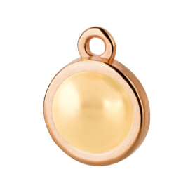Pendant rose gold 10mm with Cabochon in Crystal Gold Pearl 7mm 24K rose gold plated