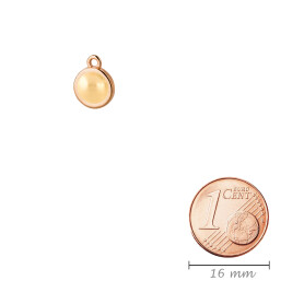 Pendant rose gold 10mm with Cabochon in Crystal Gold Pearl 7mm 24K rose gold plated