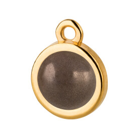 Pendant gold 10mm with Cabochon in Crystal Deep Brown...