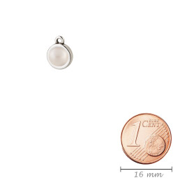 Pendentif argent antique 10mm avec Cabochon Crystal White Pearl 7mm 999° argenté