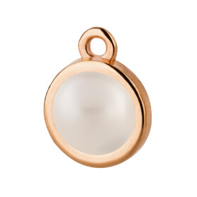 Pendant rose gold 10mm with Cabochon in Crystal White Pearl 7mm 24K rose gold plated