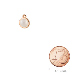 Pendant rose gold 10mm with Cabochon in Crystal White Pearl 7mm 24K rose gold plated