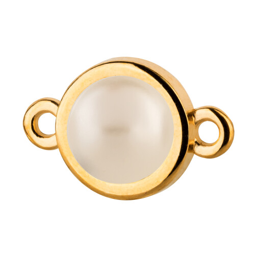 Bedel goud 10mm met kristallen steen in Crystal Creampearl 7mm 24K verguld