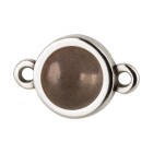 Conector plata antigua 10mm con Cabochon en Crystal Deep Brown Pearl 7mm 999° plata antigua