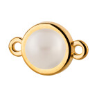 Conector oro 10mm con Cabochon en Crystal White Pearl 7mm 24K chapado oro