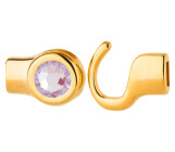 Hook closure gold with crystal stone Crystal Lavender DeLite 7mm (ID 5x2) 24K gold plated