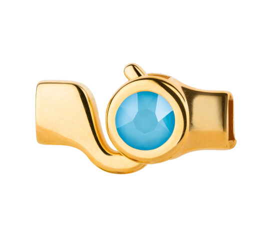 Cierre de gancho oro con piedra cristal Crystal Summer Blue 7mm (ID 5x2) 24K chapado oro