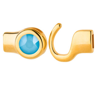 Cierre de gancho oro con piedra cristal Crystal Summer Blue 7mm (ID 5x2) 24K chapado oro