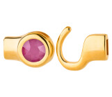 Cierre de gancho oro con piedra cristal Crystal Peony Pink 7mm (ID 5x2) 24K chapado oro