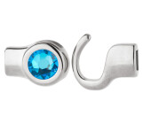 Chiusura a gancio argento antico con pietra cristallo Crystal Royal Blue DeLite 7mm (ID 5x2) 999° placcato argento