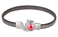 Haaksluiting antiek zilver met kristallen steen Crystal Royal Red  7mm (ID 5x2) 999° antiek verzilverd