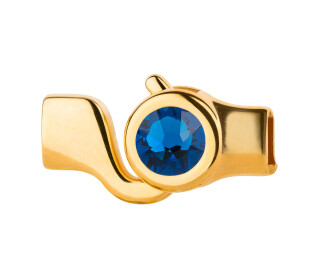 Cierre de gancho oro con piedra cristal Capri Blue 7mm (ID 5x2) 24K chapado oro