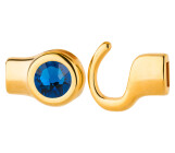 Cierre de gancho oro con piedra cristal Capri Blue 7mm (ID 5x2) 24K chapado oro