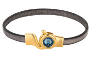 Haaksluiting goud met kristallen steen Denim Blue 7mm (ID 5x2) 24K verguld