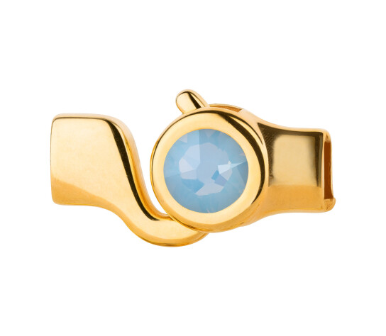 Hakenverschluss gold Kristallstein Air Blue Opal 7mm (ID 5x2) 24K vergoldet