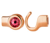 Chiusura a gancio oro rosa con pietra cristallo Indian Pink 7mm (ID 5x2) 24K placcato oro rosa