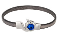 Haaksluiting antiek zilver met kristallen steen Majestic Blue  7mm (ID 5x2) 999° antiek verzilverd