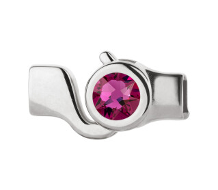 Hook closure silver antique with crystal stone in Fuchsia...