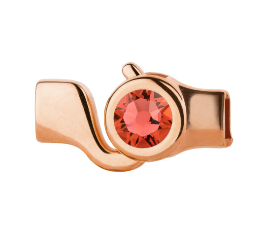 Haaksluiting roségoud met kristallen steen Padparadscha 7mm (ID 5x2) 24K roségoud verguld