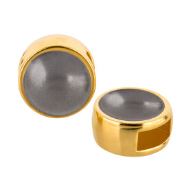 Slider gold 9mm (ID 5x2mm) with Cabochon in Crystal Dark...