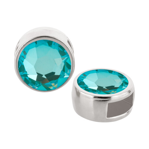 Passante argento antico 9mm (ID 5x2mm) con pietra cristallo Crystal Laguna DeLite 7mm 999° argentado