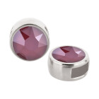 Schuivers antiek zilver 9mm (ID 5x2mm) met kristalsteen in Crystal Dark Red 7mm 999° antiek verzilverd