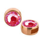 Passante oro rosa 9mm (ID 5x2mm) con pietra cristallo Crystal Royal Red DeLite 7mm 24K placcato oro rosa