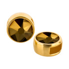 Cuenta redonda deslizable oro 9mm (ID 5x2mm) con piedra de cristal en Crystal Dorado 7mm 24K chapado oro