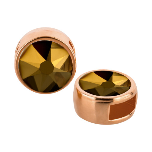 Schiebeperle rose gold 9mm (ID 5x2mm) mit Kristallstein in Crystal Dorado 7mm 24K rose vergoldet