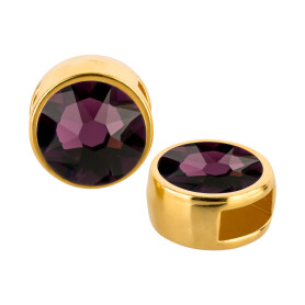 Slider gold 9mm (ID 5x2mm) with crystal stone in Amethyst...